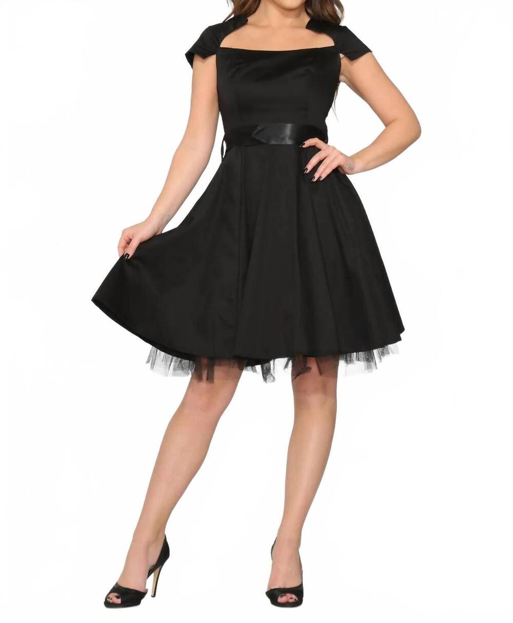 NEW ORCHID BLOOM midi swing dress in black